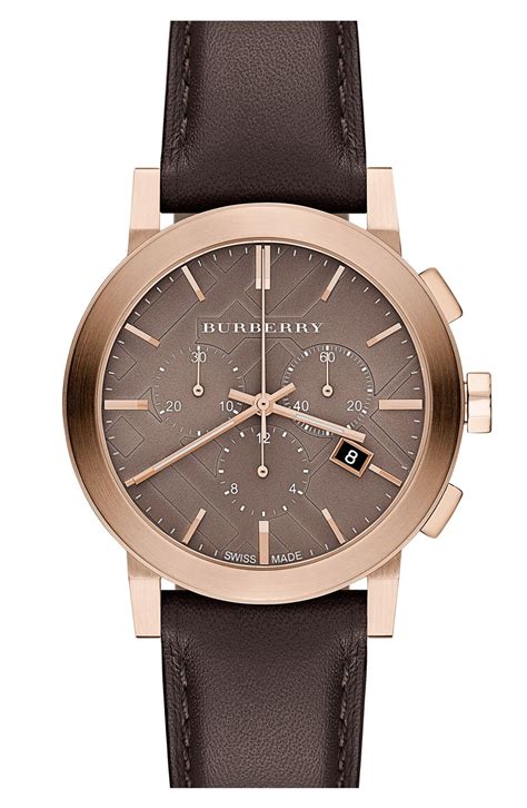 burberry men's check stamped leather strap watch|burberry replacement strap.